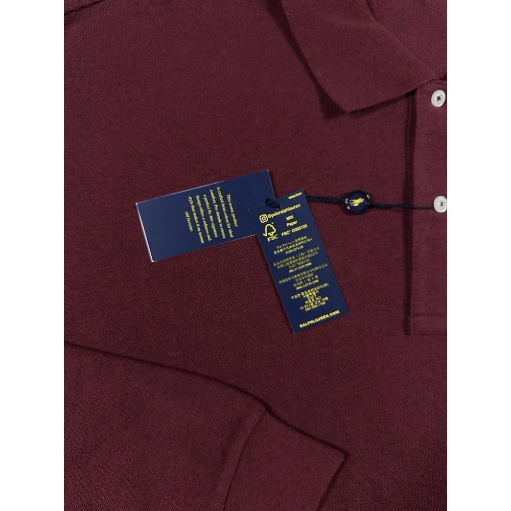 Polo‎ Ralph Lauren Men's Maroon Red Long Sleeve Knit Polo Shirt Size 4XB Preppy